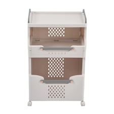 Living and Home 3-Tier Foldable Rolling Laundry Sorter Basket Storage Rack | White | 3 Tier