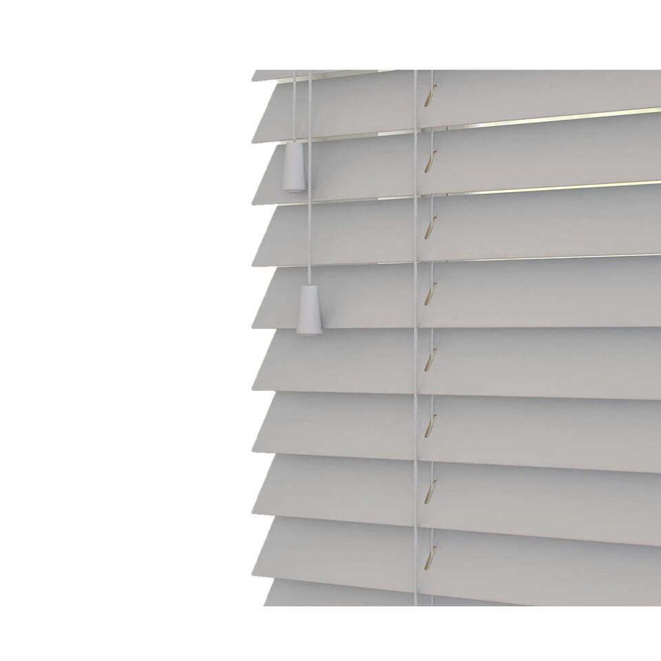 image 1 of 240cm Relaxed Grey Wooden Venetian Blinds With Strings (130cm drop) | Grey | Grey