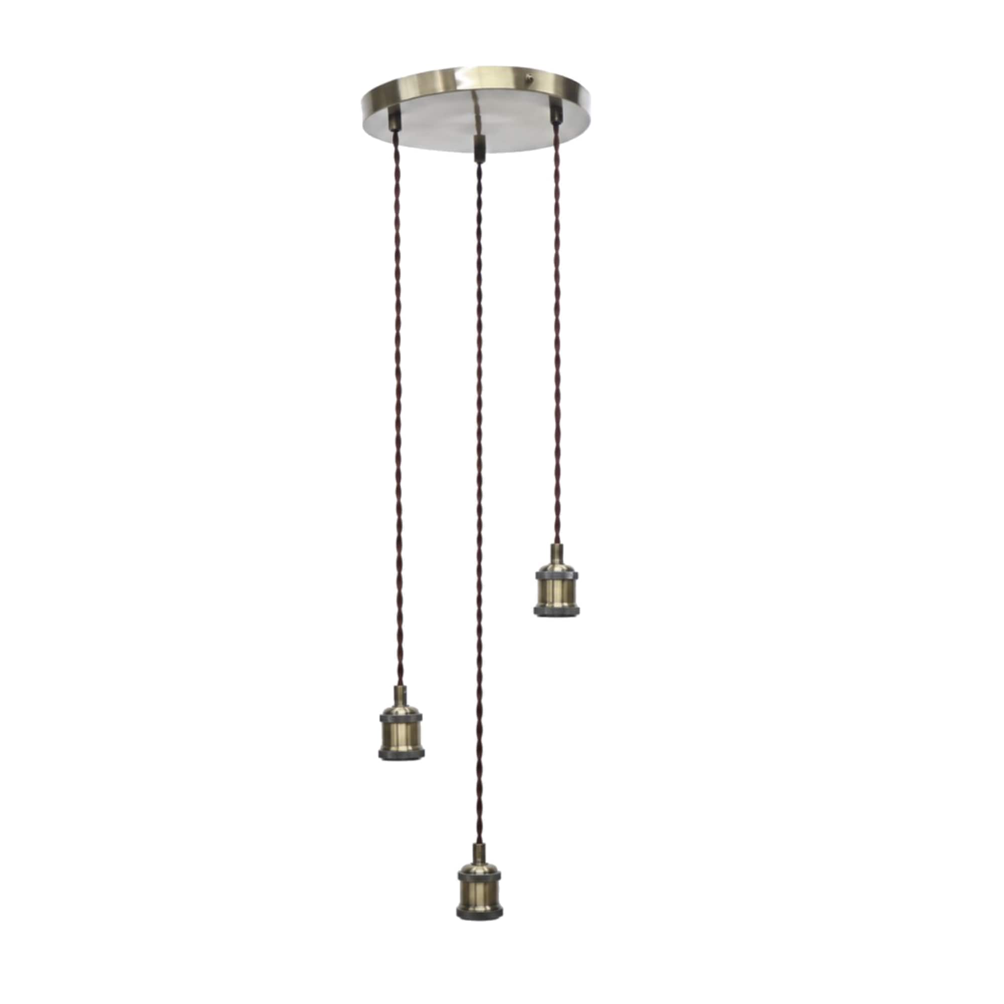 First Choice Lighting Henry Antique Brass Ceiling Cluster Pendant Flex Kit for Shades in Bronze