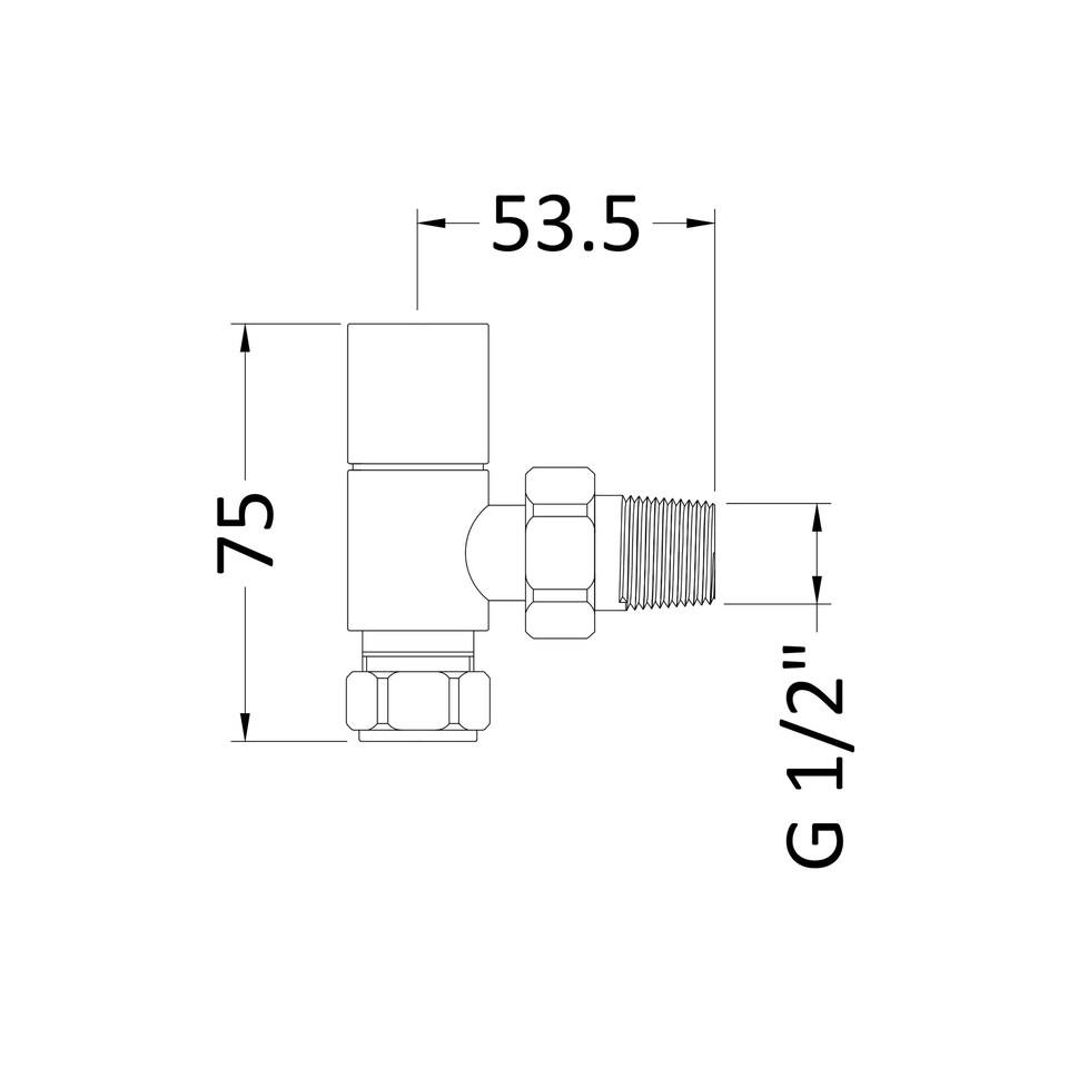 image 1 of Angled Square Radiator Valves, Sold in Pairs - Chrome