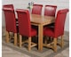 image 2 of Oslo 150 x 90 cm Medium Oak Dining Table and 6 Washington Leather Chairs | Red | Red
