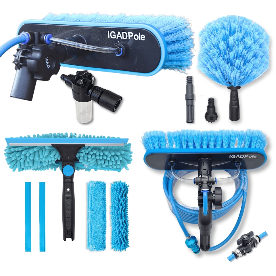 image 1 of IGADPole Water-fed Brush, Cobweb Duster and 10"(25cm) Squeegee (No Pole Included)