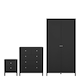 image 1 of Madrid 3 Piece Bundle, Bedside, Chest and 2 Door Wardrobe in Matt Black