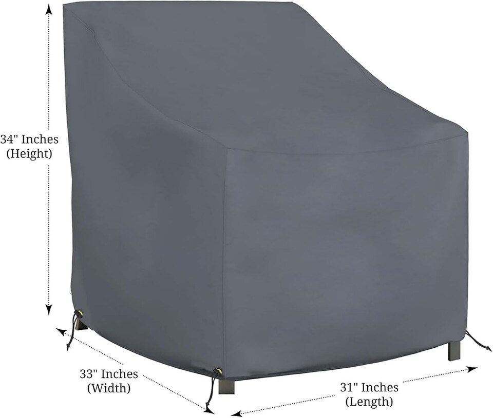 image 1 of Covers&All Outdoor Chair Covers, 12 Oz Waterproof & UV-Resistant Cover Max Fabric, Suitable for Indoors / Outdoors, 34 in H x 33 in D x 31 in W, Grey