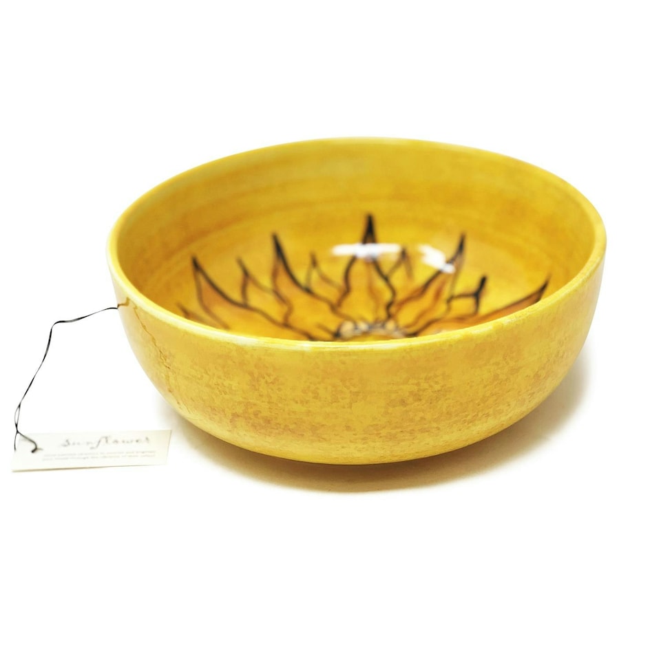 image 1 of Verano Spanish Ceramics Sunflower Round Bowl - 23cm Yellow Yellow