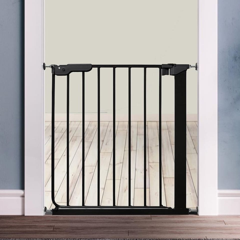 image 1 of Safetots Super Narrow Baby Gate, 60.5cm - 66.5cm, Black, Child Safety Barrier, Pressure Fit Stair Gate | Black | 1