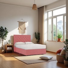 Ellis Plush Bed Set With Mattress, 2 Drawers Same Side & 24"Headboard