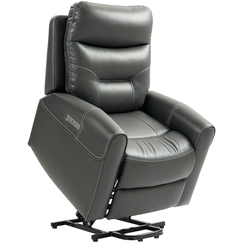 image 1 of HOMCOM Overstuffed Riser and Reclining Chair with USB Ports, Remote, Grey Grey
