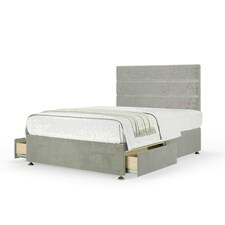 Seal Grey Naples Velvet 2 Drawer Divan Base and Milan Headboard Single