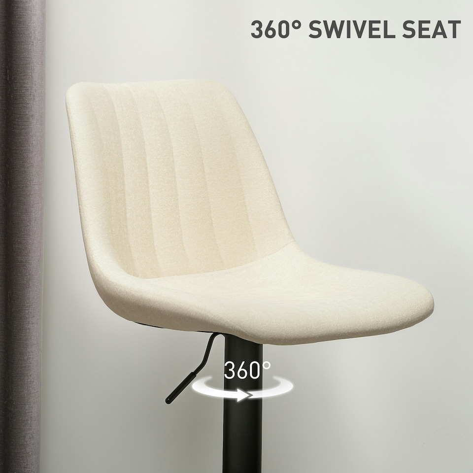 image 1 of HOMCOM Bar Stools Set of 2 Adjustable Swivel Bar Chairs with Backrest Cream | Beige