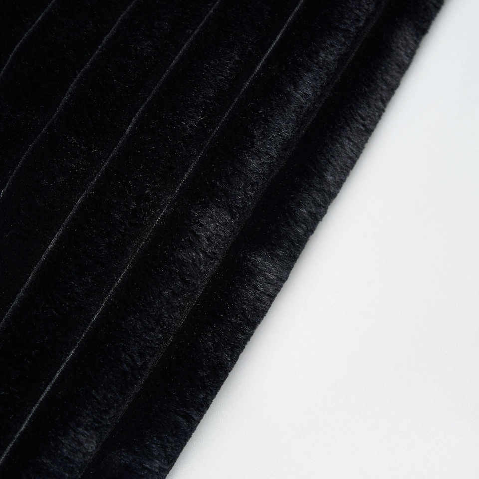 image 1 of BHS Jumbo Cord Throw with Plain Velvet Backing | Black | Black | 1
