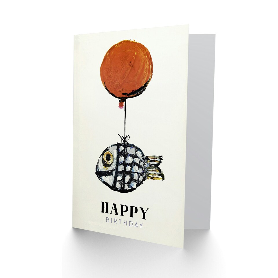 image 1 of Abstract Oil Balloon Fish Fun Inside Birthday Card
