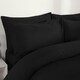 image 3 of OHS Microfibre Soft Plain Duvet Cover and Pillowcase Set, Single - Black