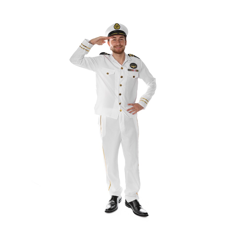 image 1 of Sailor Captain Costume - 2 Pcs - Jacket & Trousers | White | M