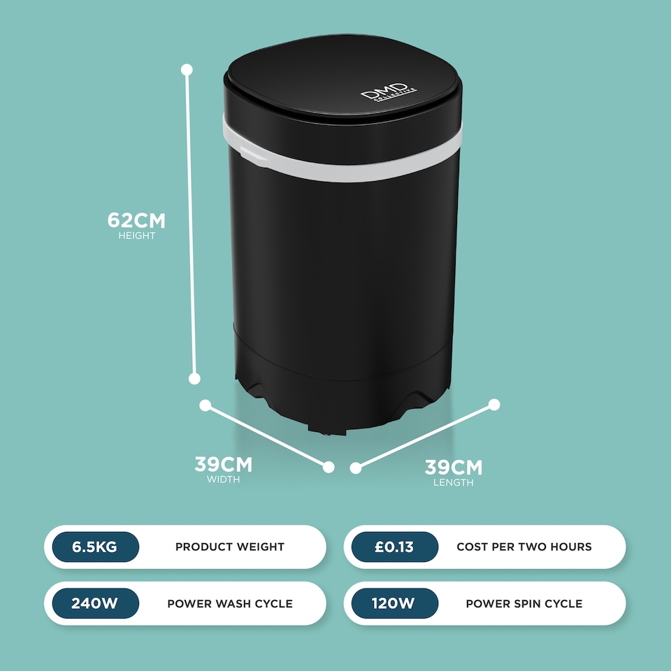 image 1 of DMD 2 In 1 Portable Washing Machine with Built in Spin Dryer 3kg Wash/2kg Spin