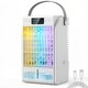 image 1 of HOMCOM 4-in-1 Mini Air Cooler with RGB 7 LED Light, Cooling Fan | White | Black | 17.8 x 16.9 x 28.1 cm
