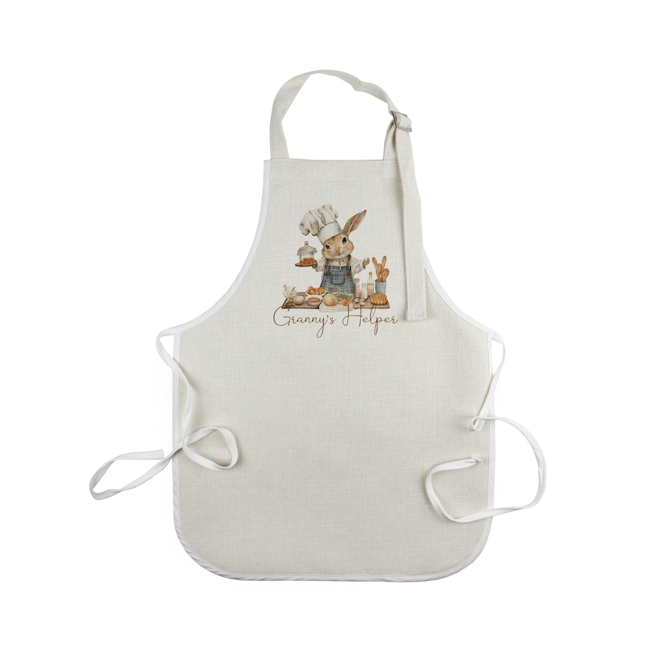 image 1 of Bunny Rabbit Childrens Small Linen Apron - Granny's Helper