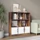 image 2 of Asymmetrical 8 Cube Rustic Brown Freestanding Bookcase Storage Unit with 3 Doors | White | Metal Doors - White | 1