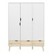 image 2 of Oslo Wardrobe 3 Doors 3 Drawers in White and Oak