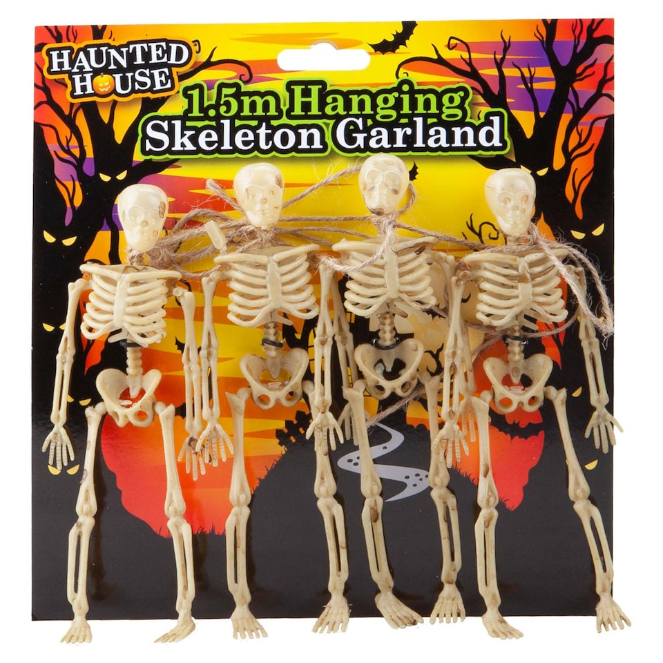 image 1 of PMS Halloween Hanging Skeletons Decorations - Set of 4 White