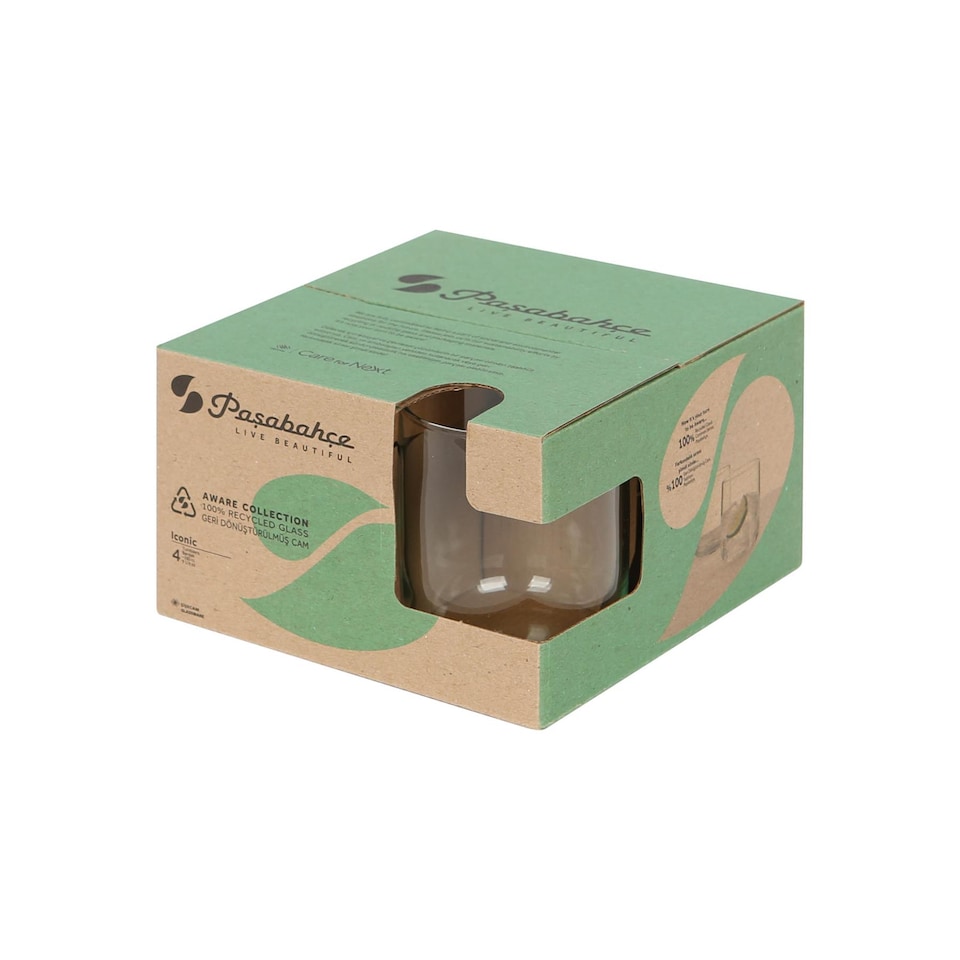 image 1 of Pasabache Aware Iconic Recycled Glass Tumblers - 280ml - Green - Pack of 4 | Green | Green