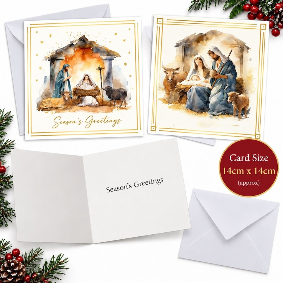 image 1 of 24 Christmas Cards With Envelopes Nativity Scene 2 Designs
