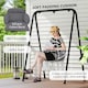 image 3 of Outsunny Hammock Chair, Boho Hanging Swing Chair with Cushion, Dark Grey 