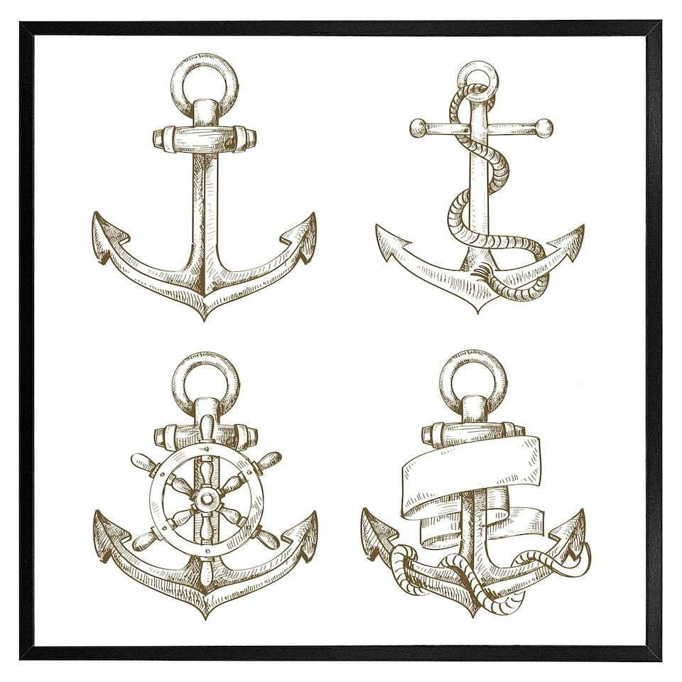 image 1 of Drawn anchors (Picture Frame) White | L