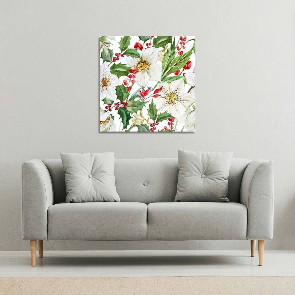 image 1 of Watercolour Christmas pattern (Canvas Print) 114 x 114 x 4cm