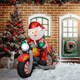 image 2 of Outsunny 5.6FT Christmas Blow Up Santa Claus Riding Motorcycle w/ LED Lights