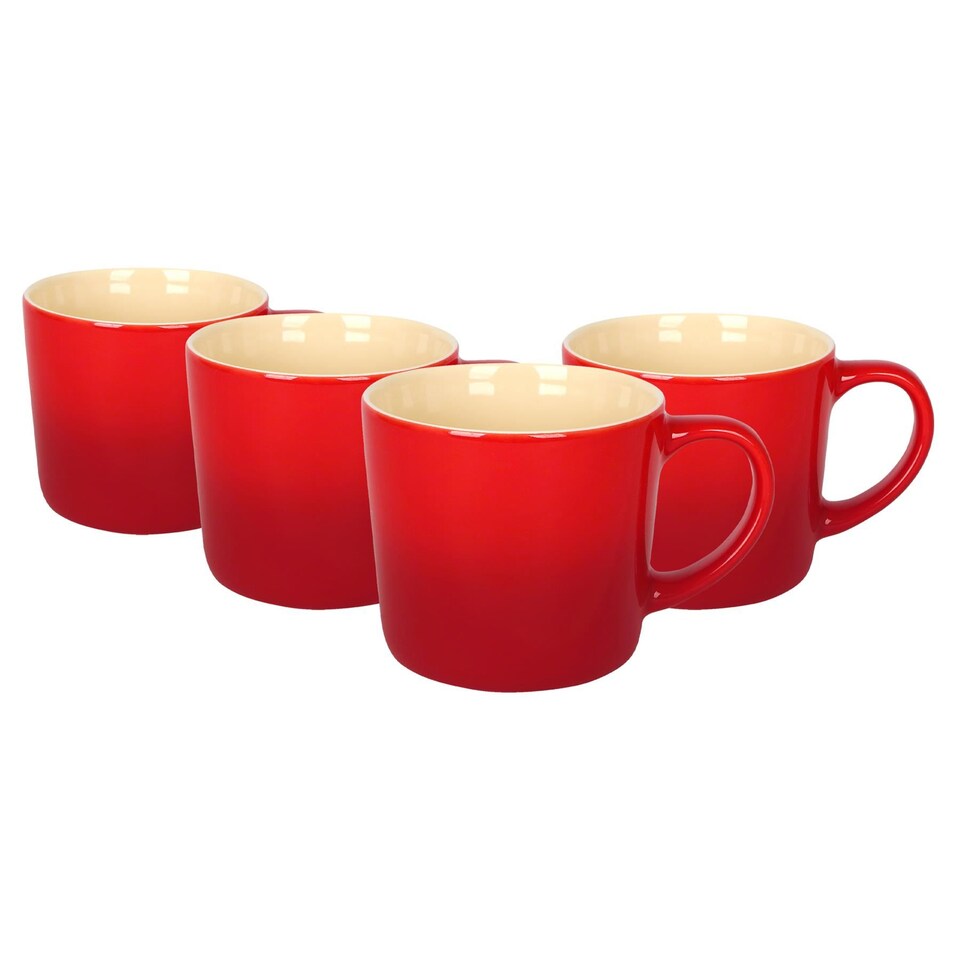 image 1 of Argon Tableware New Bone China Mugs - 330ml - Red Ombre - Pack of 4 | Red | Red | 4