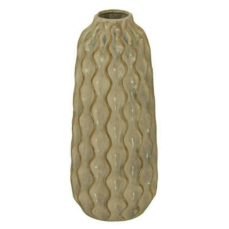 image 1 of Sabbia Collection Tall Wave Vase - Ceramic - L20 x W20 x H47 cm - Brown Brown