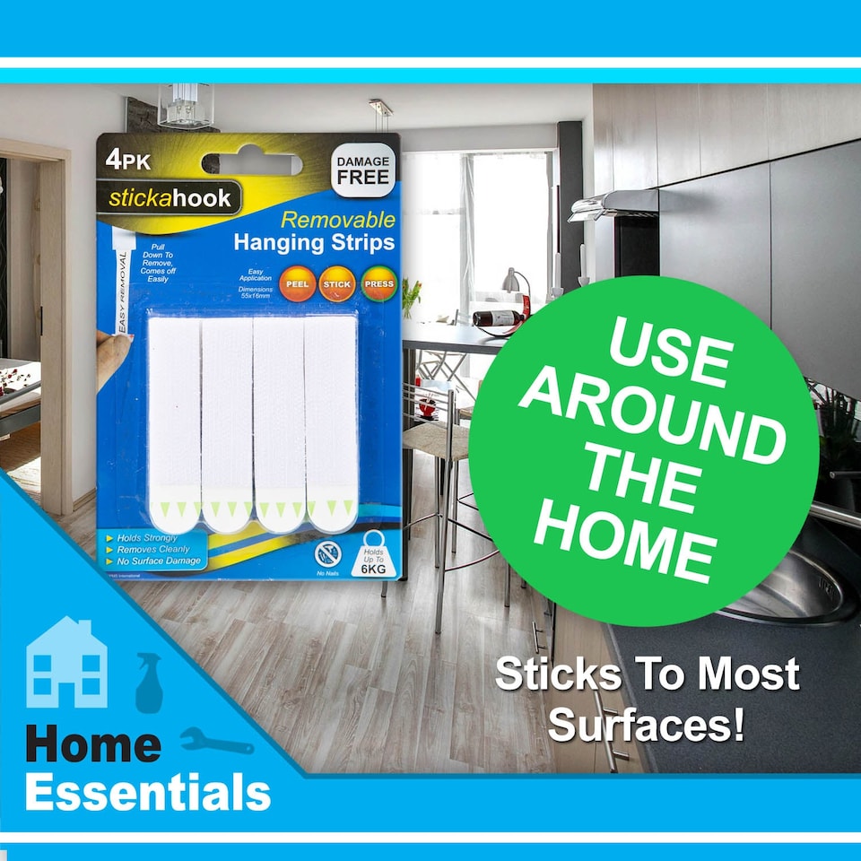 image 1 of VFM e-Store Removable Picture Hanging Hooks, Pack of 4, No Damage