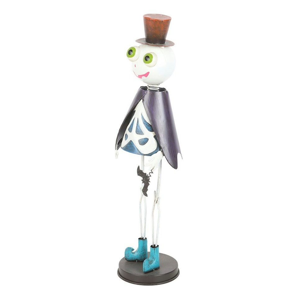 image 1 of Metal Halloween Skeleton Ornament with Top Hat