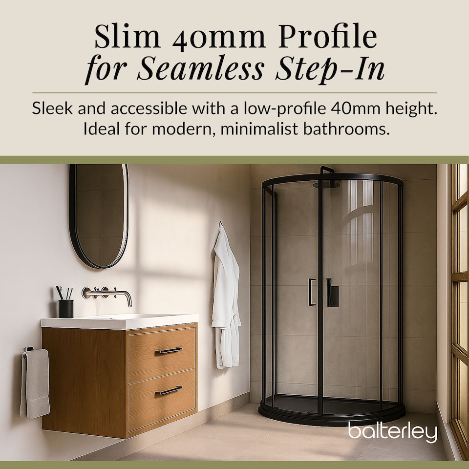 image 1 of Balterley Premium D Shape Shower Tray | Grey | Grey Slate