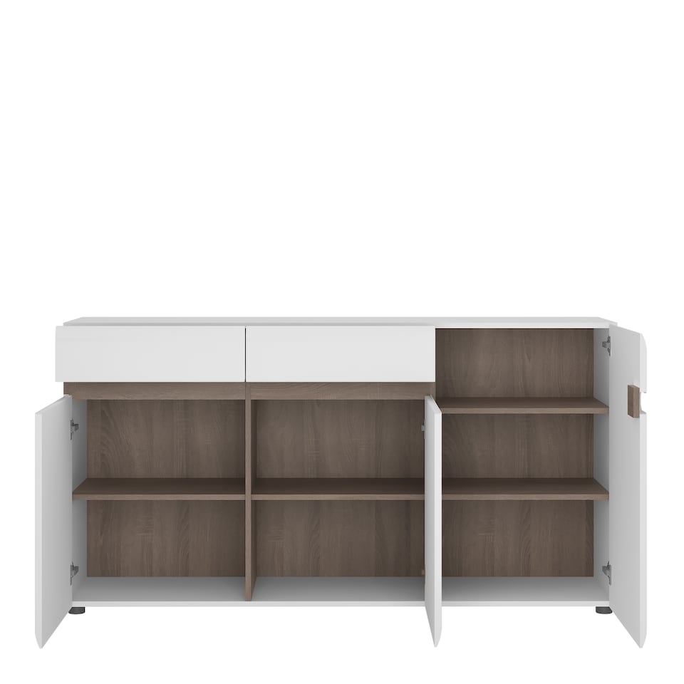 image 1 of Chelsea Living 2 Drawer 3 Door Sideboard in White with a Truffle Oak Trim