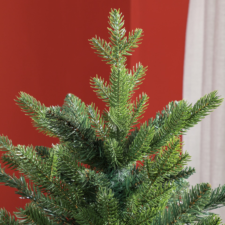 image 1 of HOMCOM 6ft Artificial Christmas Tree with 1821 Tips, Metal Base, Realistic Hinged mas Tree for Home Office, Green
