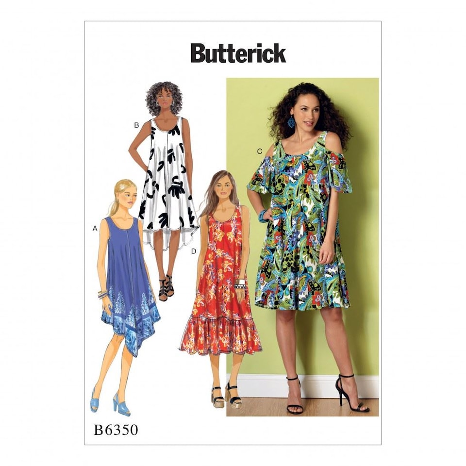 image 1 of Butterick 6350 Paper Sewing Pattern – Women’s Dress, UK Sizes 16–18–20–22–24–26, Easy