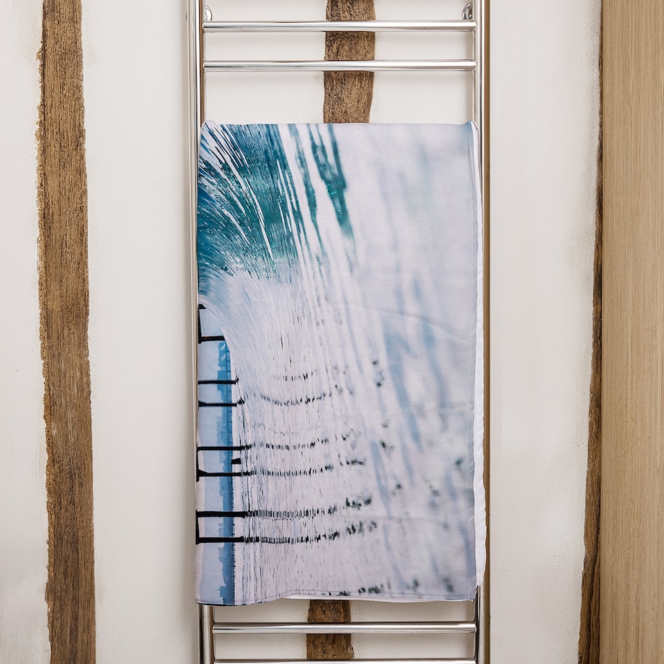 image 1 of Ocean ideal wave in ocean. Breaking blue waves Designer Bath Towel | Multi