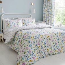 D & D Sweetpea Floral Duvet Cover Set Lilac