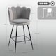 image 5 of HOMCOM Bar Stools Set of 2, Modern Velvet-Feel Barstools with Petal Backrest and Footrest, Upholstered Breakfast Bar Chairs with Metal Legs for Kitchen Island Counter, Dining Room, Grey | Grey | Grey | 2