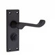 image 3 of Golden Grace Victorian Scroll Privacy Door Handle in Matt Black Finish with 3" Ball Bearing Hinges & 2.5" Tubular Latch - 120mm x 40mm Backplate Black
