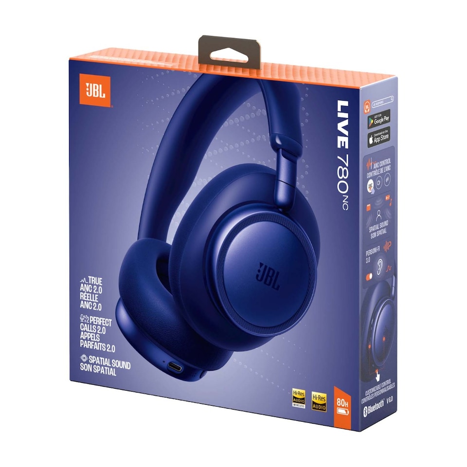 JBL Live 780NC Wireless Over-Ear ANC Headphones - Blue - Tesco