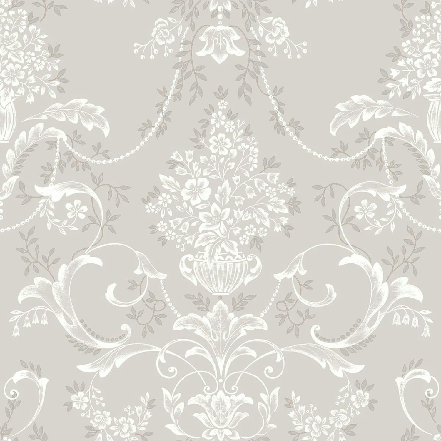Rasch Amelie Damask Wallpaper - Grey - 10.05m x 0.53m Grey