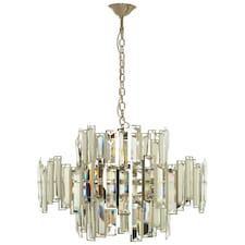 Interiors by Premier Small Nickel Plated Chandelier, Crystal Glass and Stainless Steel Pendant Light, Statement Ceiling Fixture Silver