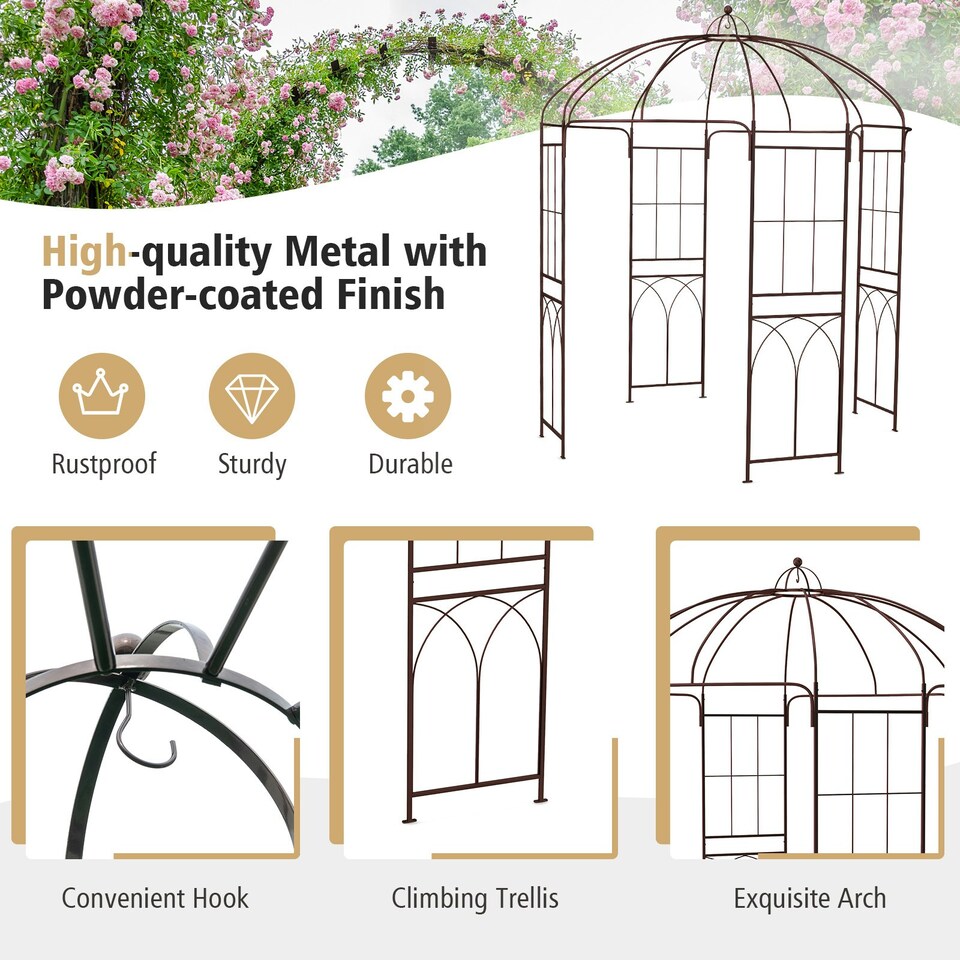 image 1 of COSTWAY Birdcage Shape Garden Arbor Plant Trellis