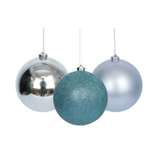 Light Blue Shatterproof Christmas Baubles 6cm - Pack of 6