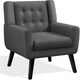 image 2 of Yaheetech Linen Fabric Accent Chair with Wood Legs Removable Cushion Grey | Dark Gray