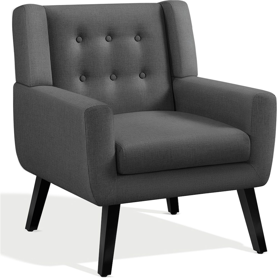 image 1 of Yaheetech Linen Fabric Accent Chair with Wood Legs Removable Cushion Grey | Dark Gray