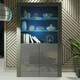 image 5 of Display Cabinet 100cm Grey Gloss Doors Dark Matt Body Free LED Grey